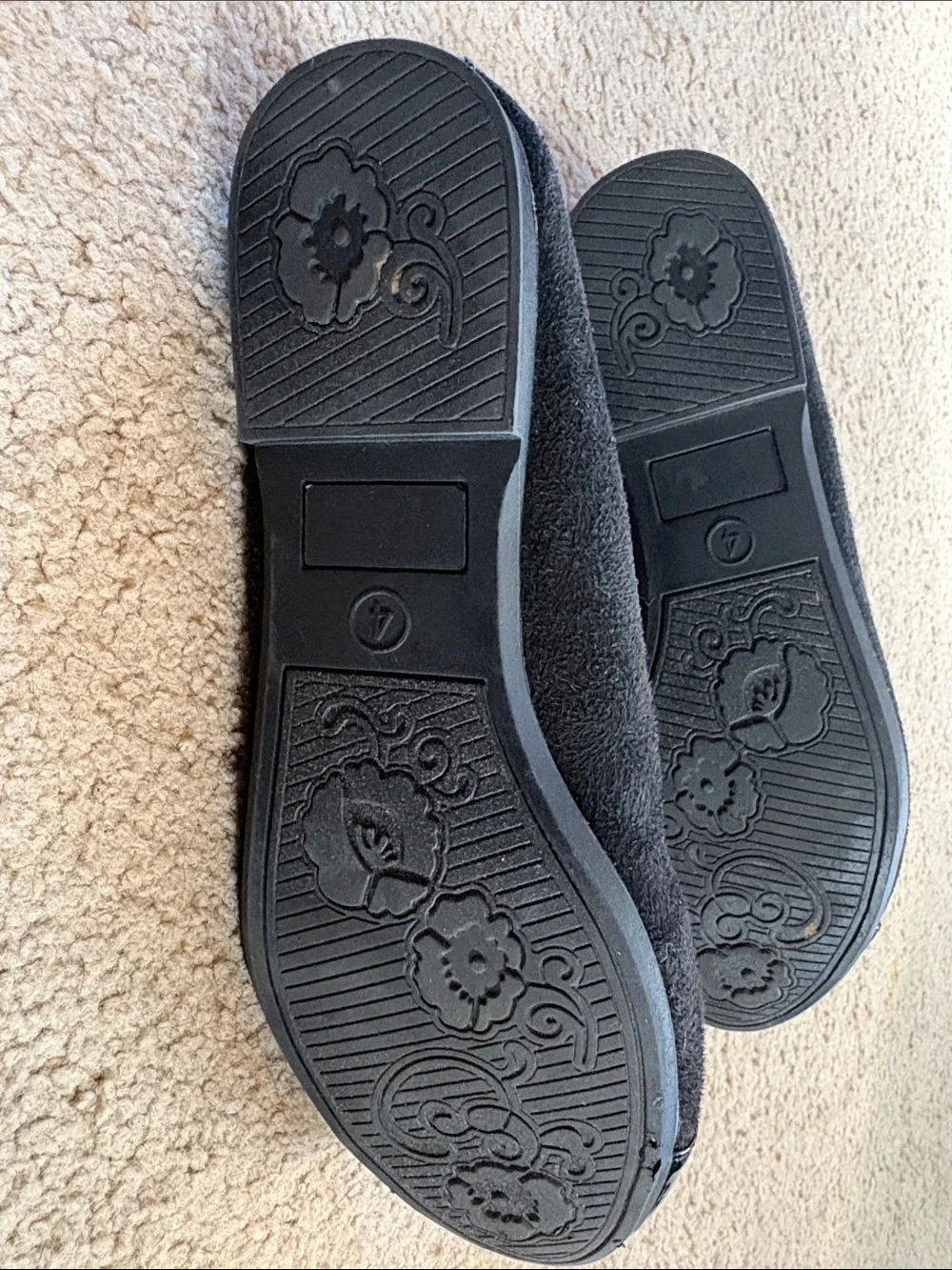 Black Kids Ballet Flats with Patent Toe and Pink Insole